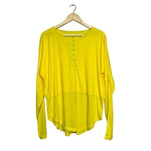 FP Movement by Free People NWT Long Sleeve Henley Lemon Verbena Size M